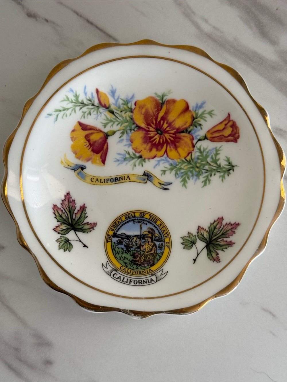 Vintage Souvenir Plate California Made by Regency Poppy in England